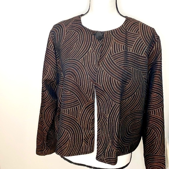 Vintage Cache Metallic Cropped Formal Jacket Sz L - Picture 3 of 10